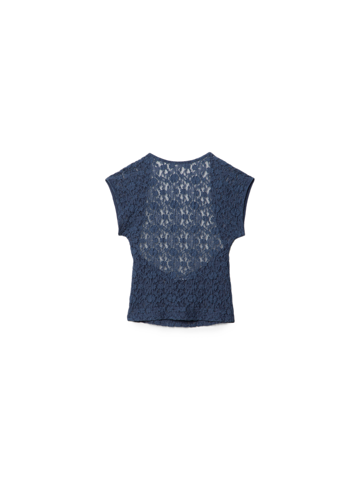 Moudda STRADIVARIUS - T-Shirt Mini Manches Dos Nu en Dentelle - Tunisie 3