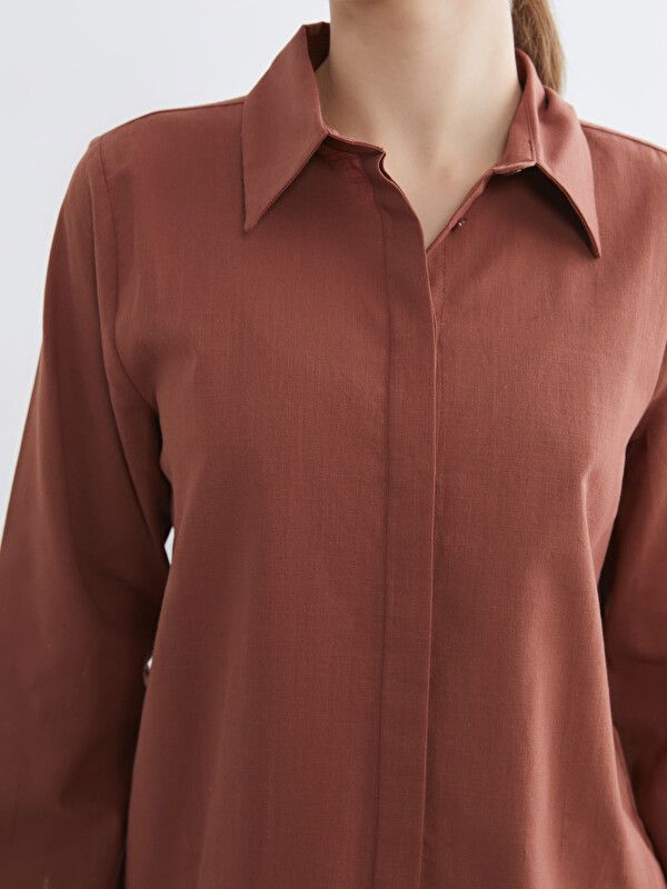 Moudda LC Waikiki - Tunique manches longues en tissu pour Femme couleur Rouge brique - Tunisie 3