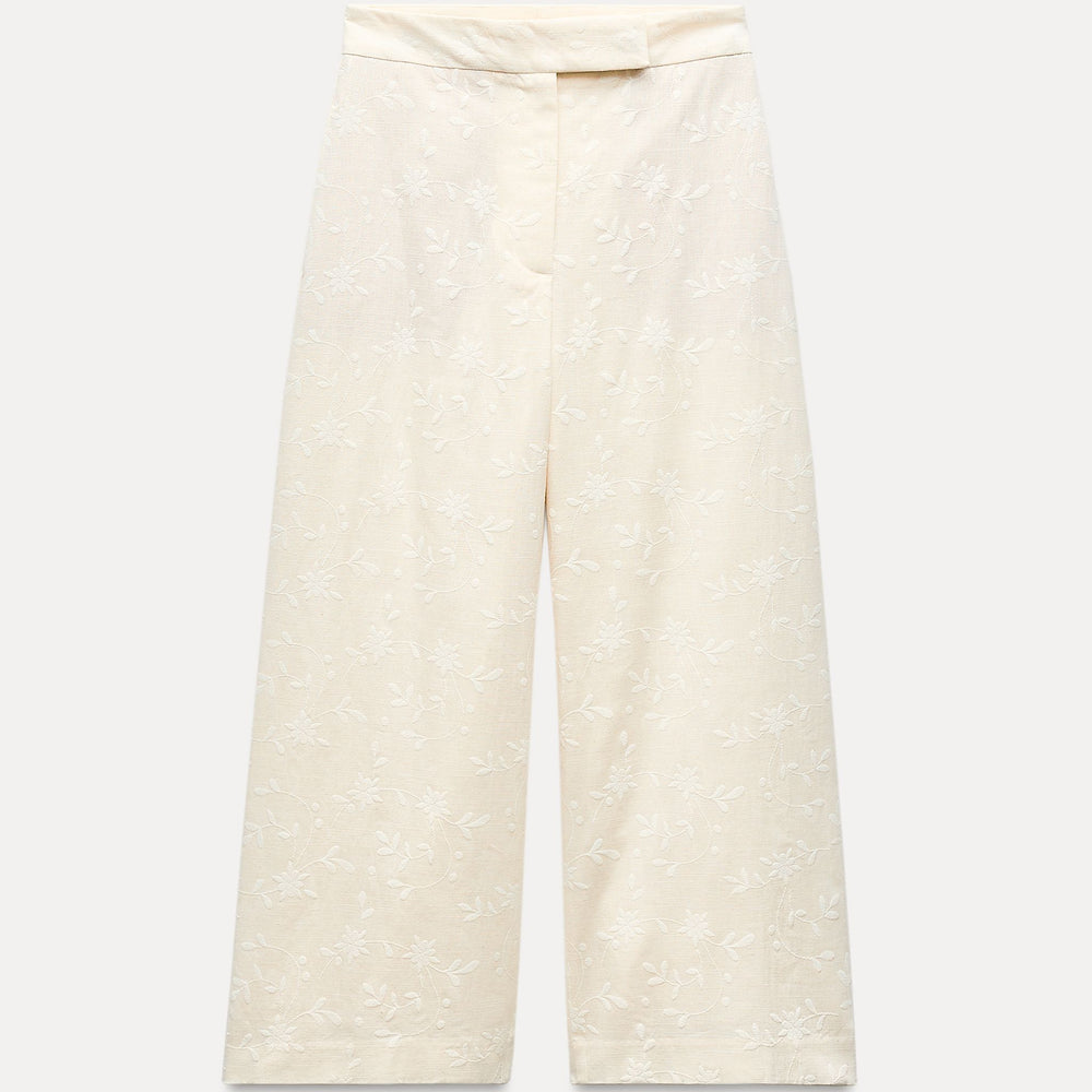 Moudda ZARA - Pantalon culotte rustique brodé fleurs - Tunisie 2
