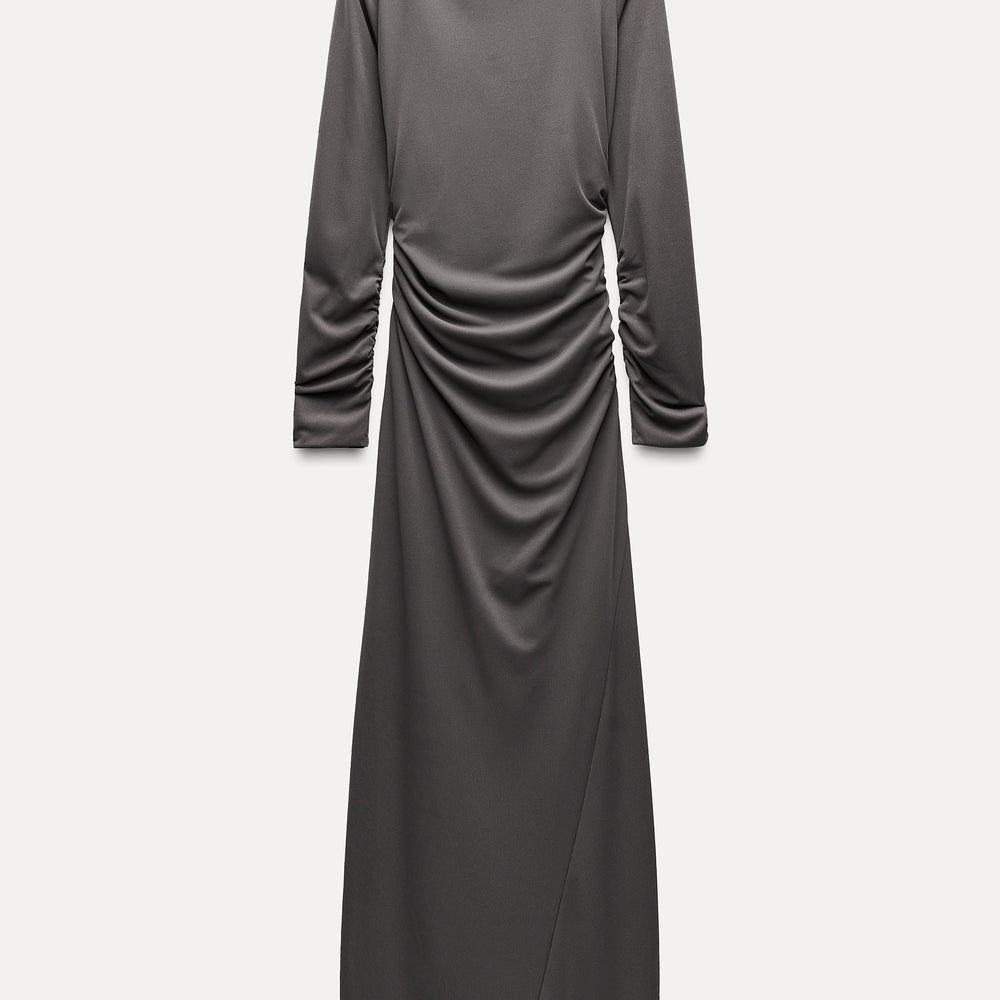 Moudda ZARA - Robe longue drapée maille manches longues froncée col haut - Tunisie 2