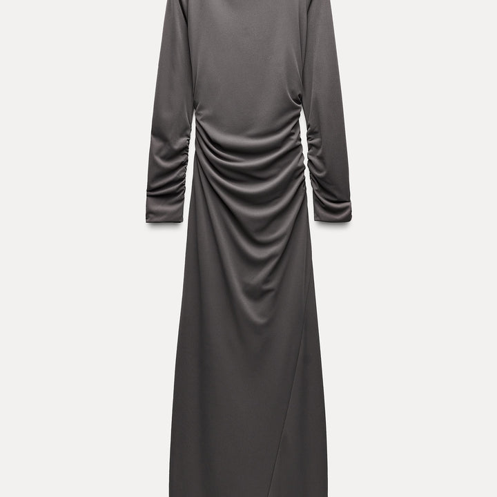 Moudda ZARA - Robe longue drapée maille manches longues froncée col haut - Tunisie 2