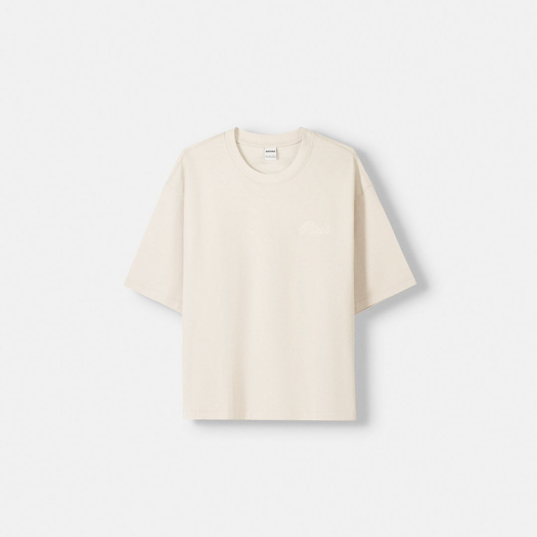 Moudda BERSHKA - T-Shirt Crop - Piqué & Détail Broderie - Tunisie 1