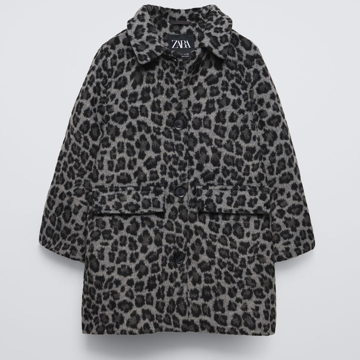 Moudda ZARA - Manteau Fille en Drap Imprimé Animal Gris - Tunisie 1
