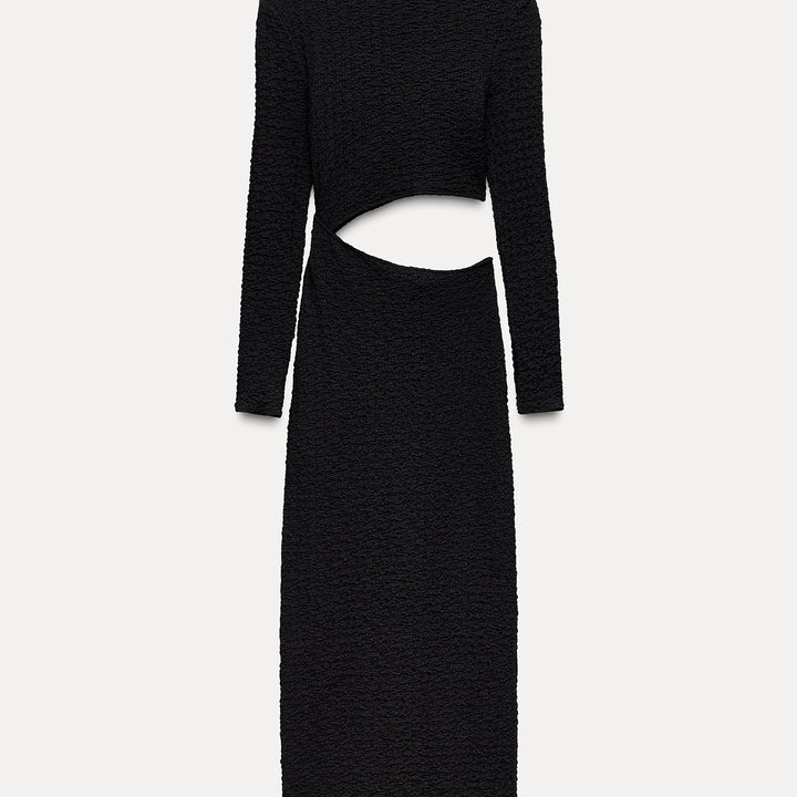 Moudda ZARA - Robe mi-longue texturée, manches longues, découpes - Tunisie 1