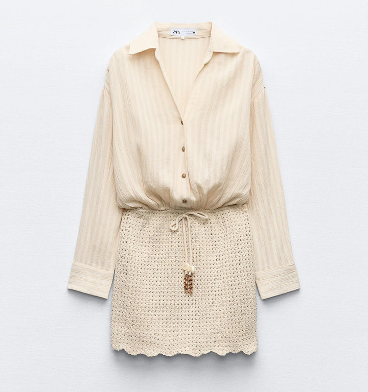Moudda ZARA - Robe courte jupe en crochet et chemise blanche - Tunisie 4