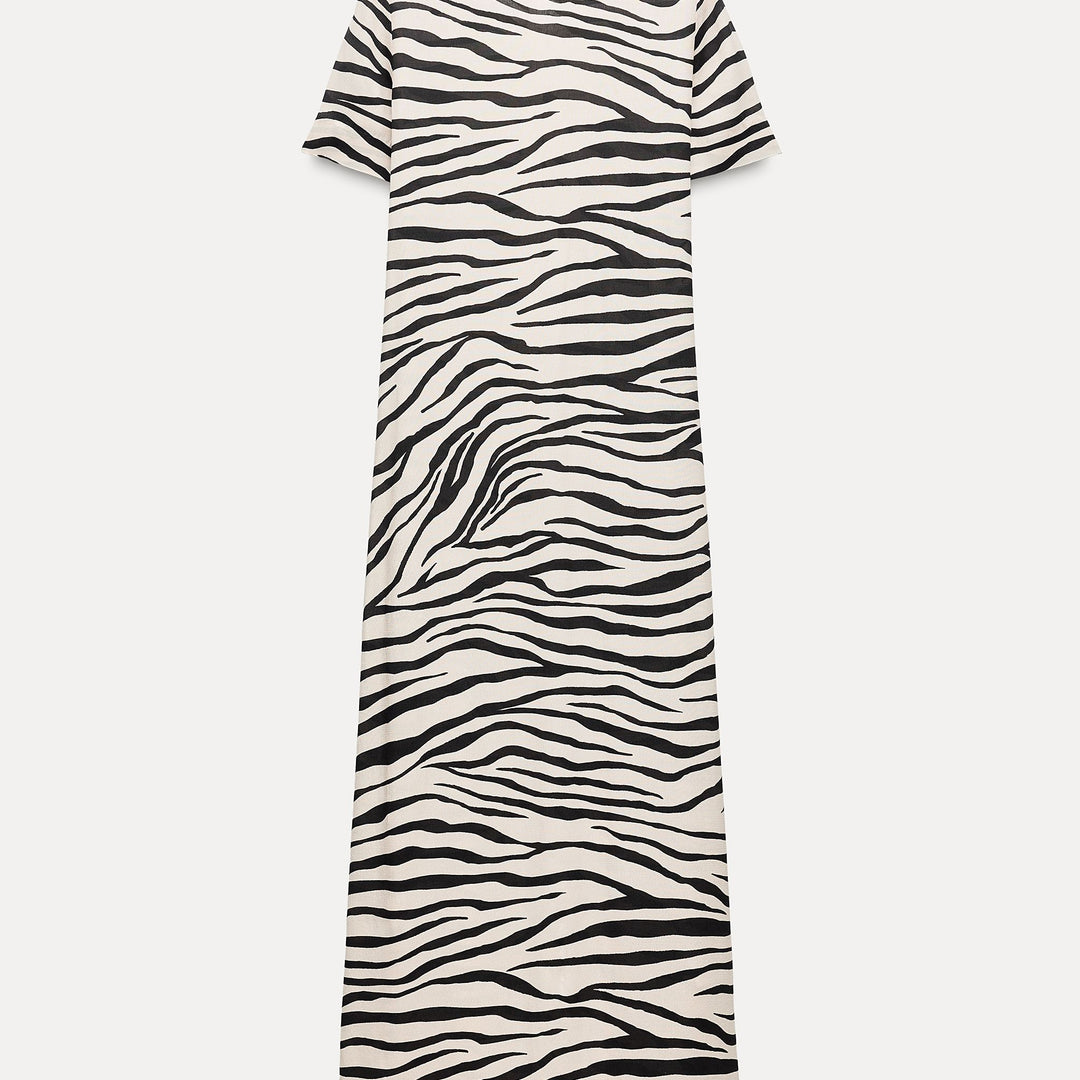 Moudda ZARA - Robe mi-longue manches courtes imprimé animalier - Tunisie 1