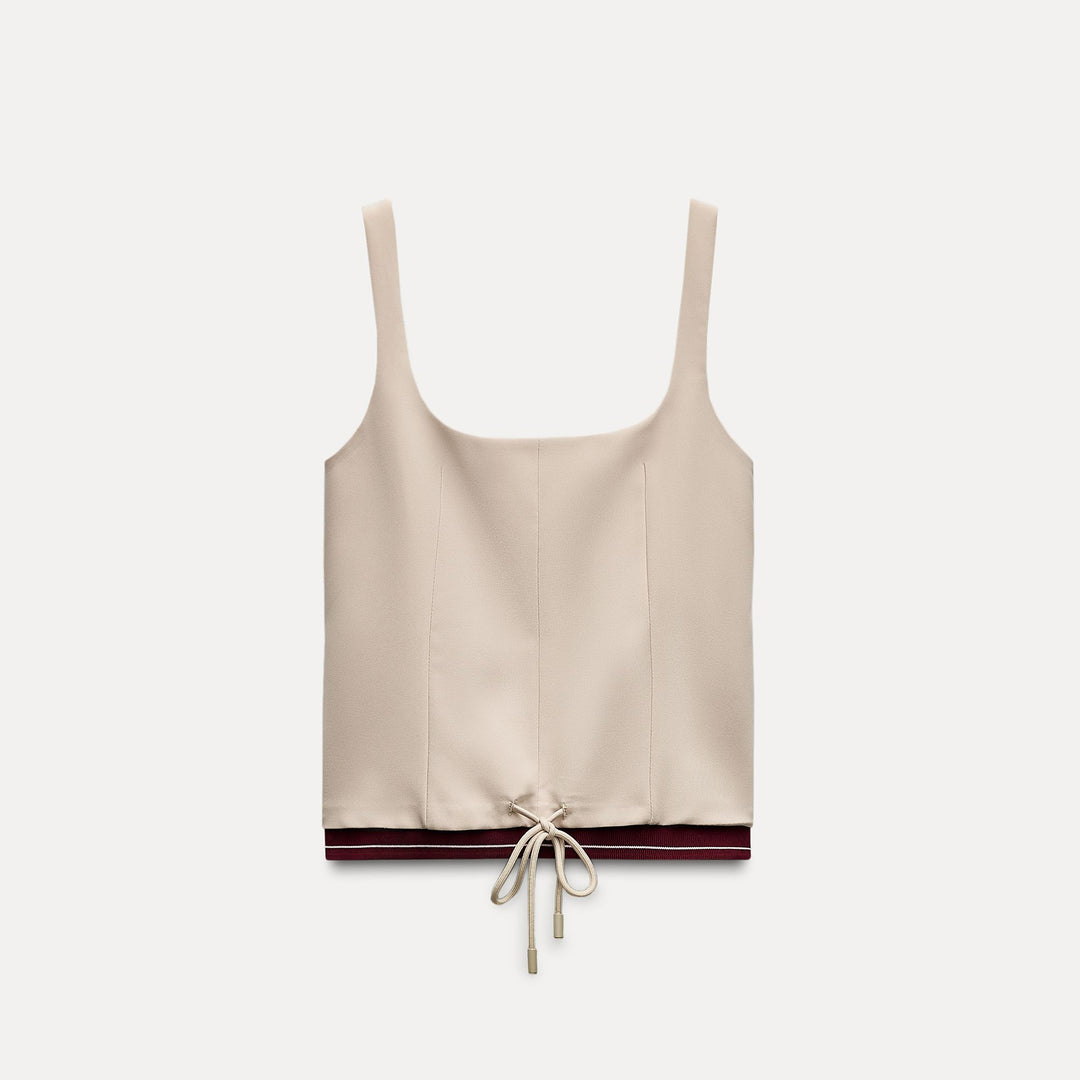 Moudda ZARA - Top élastique fines bretelles détail poches et côte - Tunisie 1