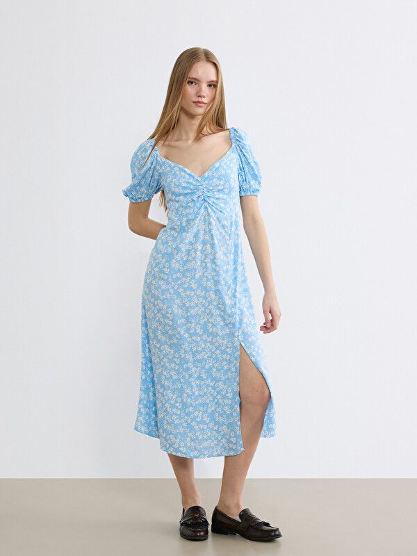 Moudda LC Waikiki - Robe manches courtes en tissu pour Femme couleur Bleu imprimé - Tunisie 1