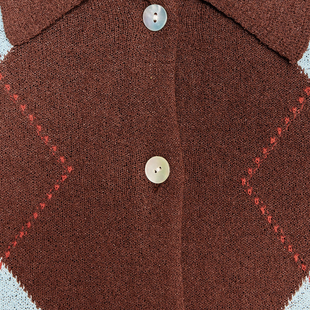 Moudda ZARA - Polo Boutonné - Manches Courtes & Losanges Intarsia - Tunisie 3
