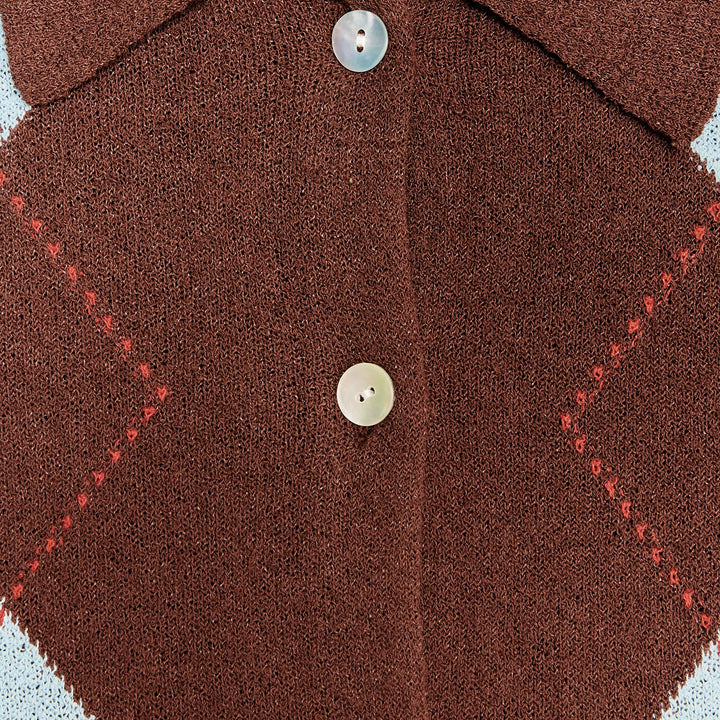 Moudda ZARA - Polo Boutonné - Manches Courtes & Losanges Intarsia - Tunisie 3