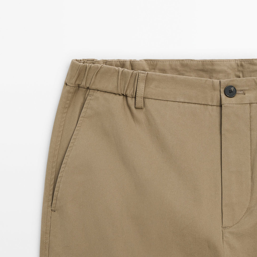 Moudda Massimo Dutti - Pantalon sergé brossé détail taille coupe fuselée - Tunisie 4