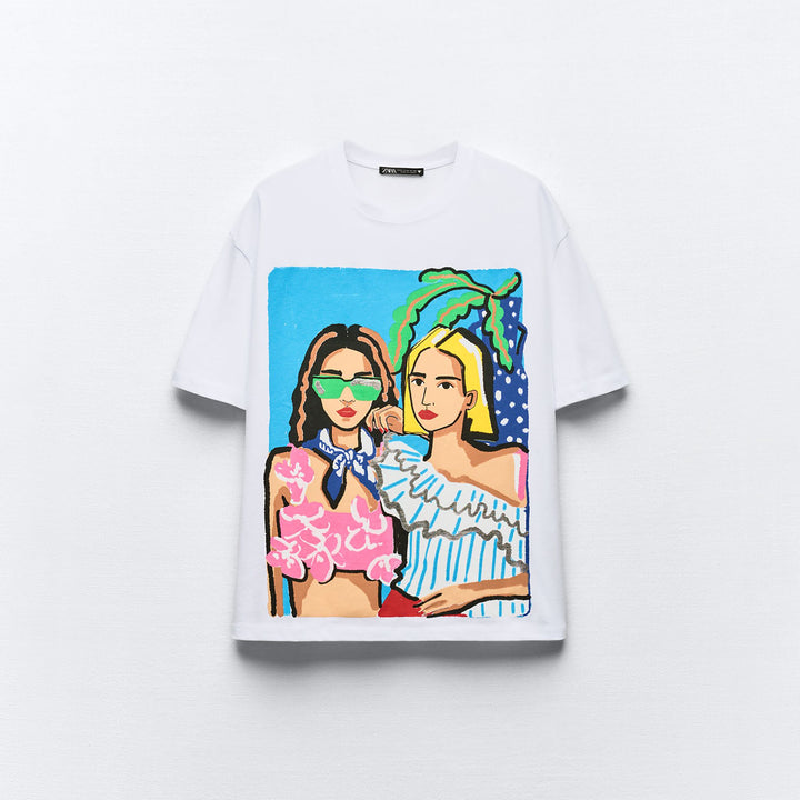Moudda ZARA - T-shirt imprimé "2 filles" - Tunisie 1