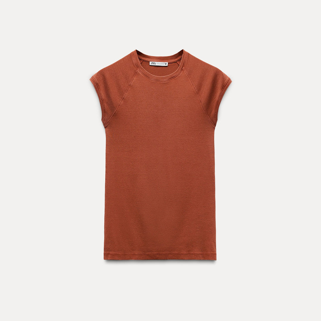 Moudda ZARA - T-shirt Coton Lavé Manches Courtes Raglan - Tunisie 2