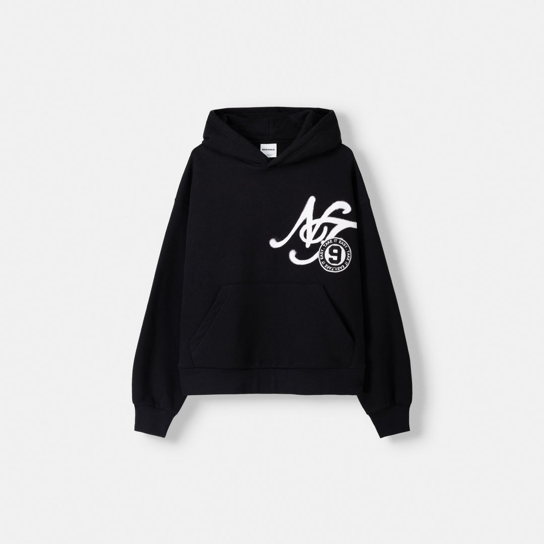 Moudda BERSHKA - Sweat à capuche boxy varsity New York avec patch - Tunisie 1