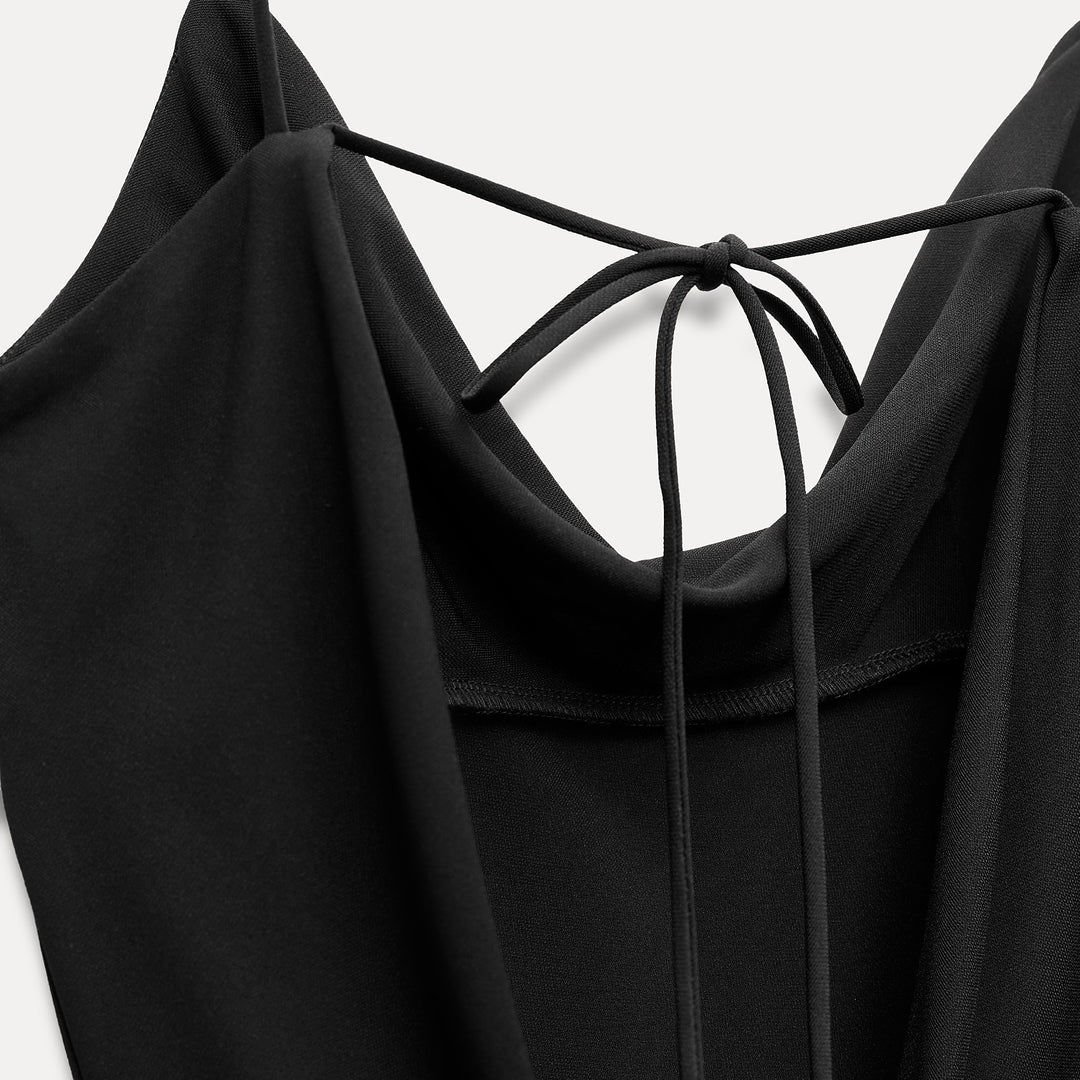 Moudda ZARA - Robe longue en maille, bretelles, drapée, découpes - Tunisie 3
