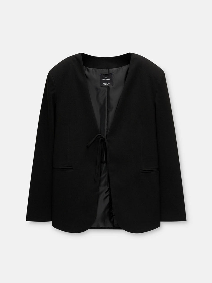 Moudda PULL & BEAR - Blazer - Sans Revers, Lacet & Poches Vifs - Tunisie 3