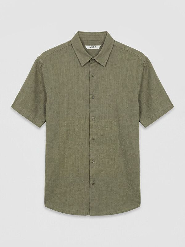 Moudda LC Waikiki - Chemise manches courtes en tissu pour Homme couleur Vert kaki terne - Tunisie 1