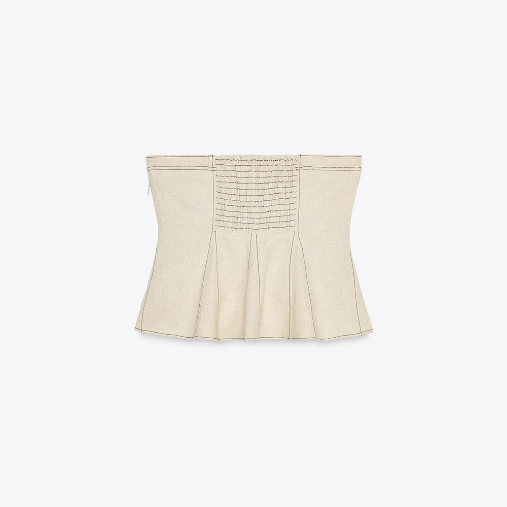 Moudda ZARA - Ensemble Top Lin/Viscose - Motif & Surpiqûre Contrastée - Tunisie 2