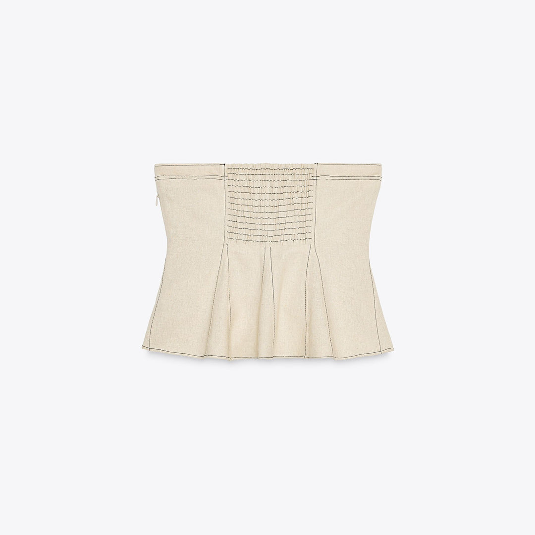 Moudda ZARA - Ensemble Top Lin/Viscose - Motif & Surpiqûre Contrastée - Tunisie 2