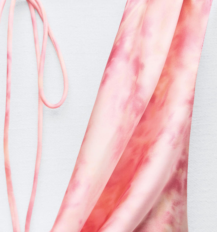 Moudda ZARA - Robe en satin imprimée tie & dye, décolleté plongeant - Tunisie 3