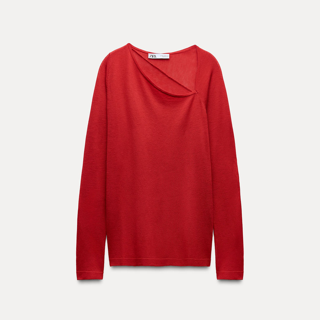 Moudda ZARA - Pull top col fantaisie ultra-fin 70% laine 30% soie - Tunisie 1
