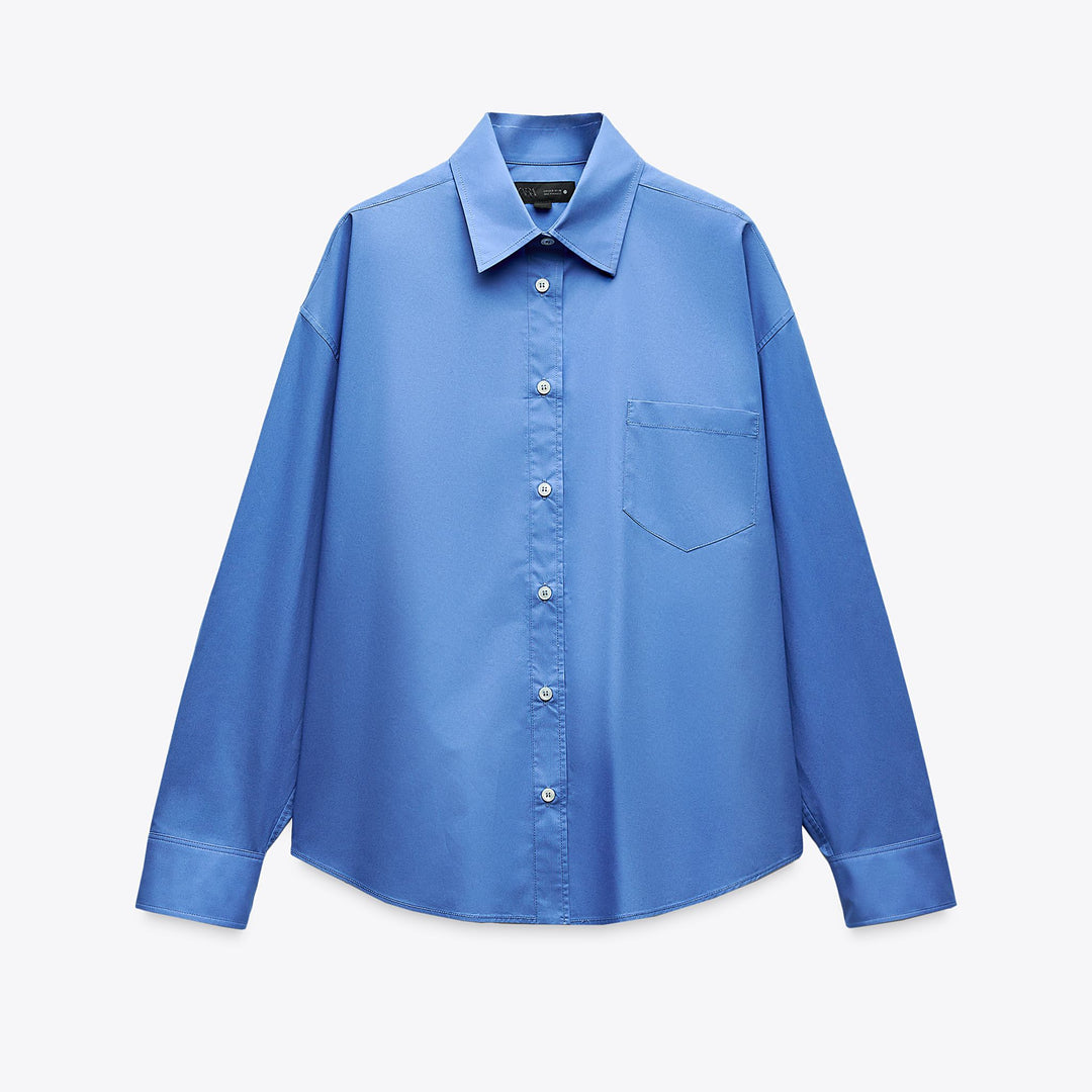 Moudda ZARA - Chemise Popeline Oversize - Bleue - Tunisie 1