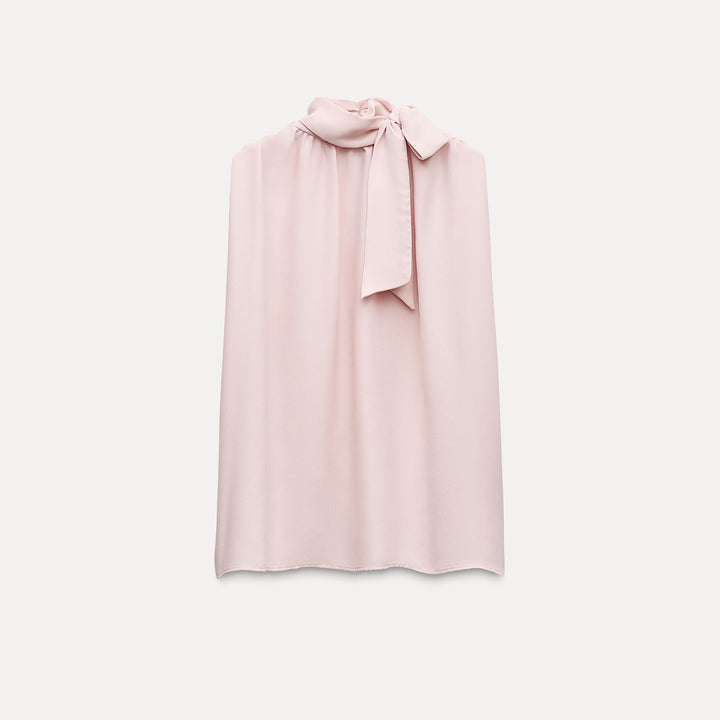 Moudda ZARA - Top en crêpe col bustier, nœud, manches courtes - Tunisie 2