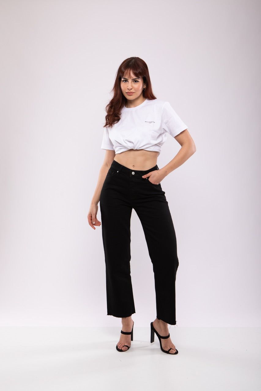 Moudda Billiorich - Jean Droit Taille Haute Noir – Billiorich - 1