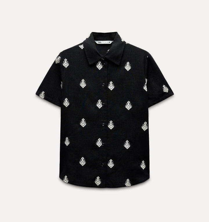 Moudda ZARA - Set top brodé noir/blanc - Tunisie 1