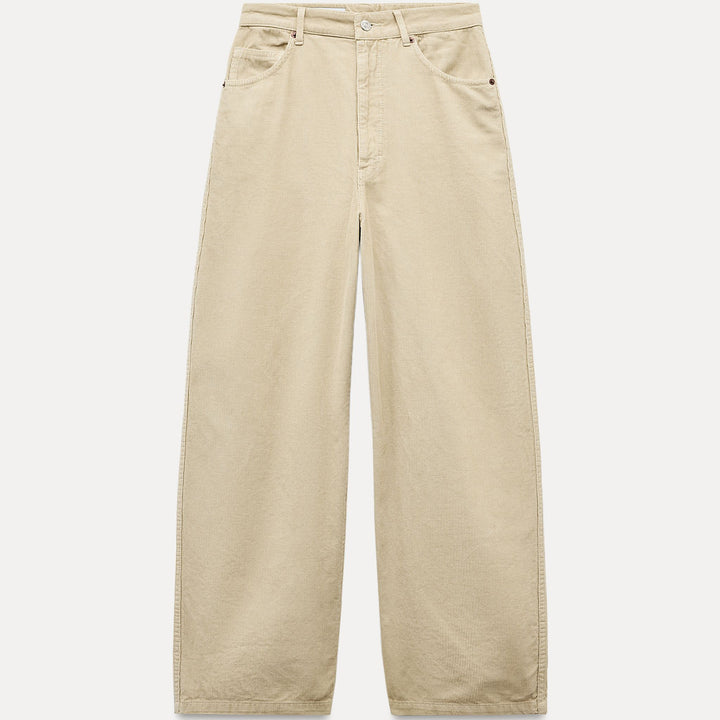 Moudda ZARA - Pantalon relaxed oversized velours côtelé taille mi-haute longueur complète - Tunisie 2