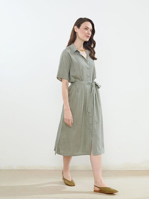 Moudda LC Waikiki - Robe manches courtes en tissu tissé pour Femme - Tunisie 4