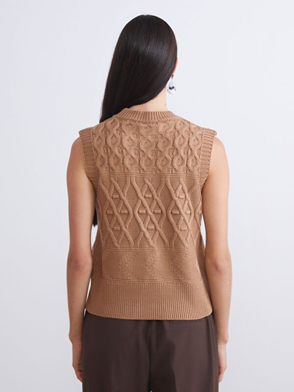 Moudda LC Waikiki - Pull tricot sans manches Femme Brun clair - Tunisie 4