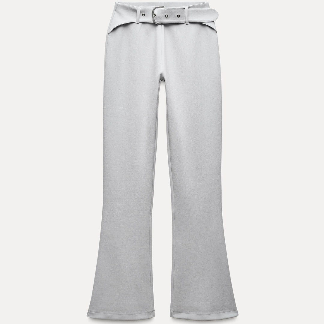 Moudda ZARA - Pantalon évasé maille interlock, ceinture incluse - Tunisie 1