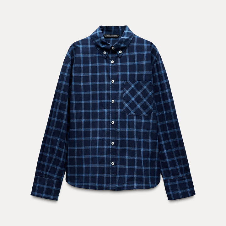 Moudda ZARA - Chemise carreaux manches longues, détail poche - Tunisie 2