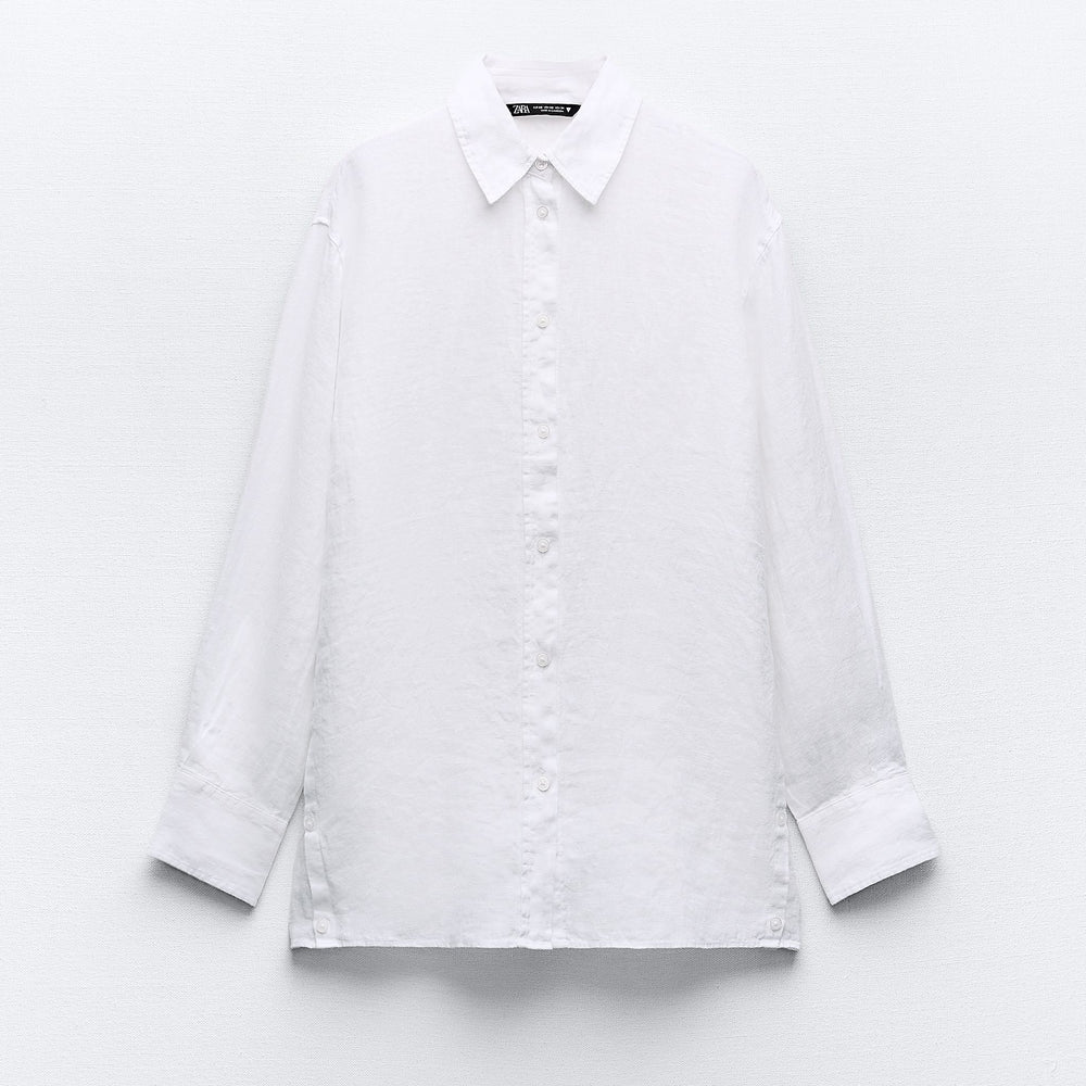 Moudda ZARA - Chemise oversized lin manches longues boutons latéraux - Tunisie 2