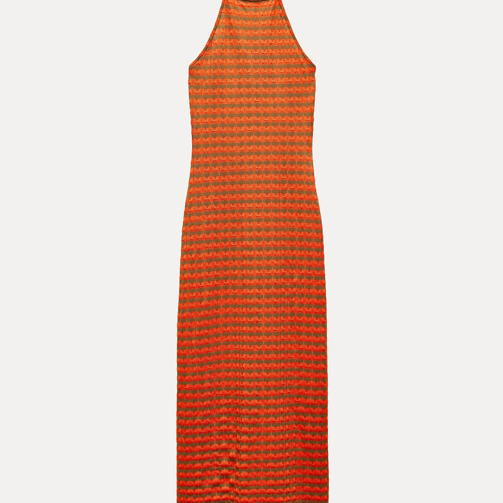 Moudda ZARA - Robe longue col brassière, jacquard rayé - Tunisie 2