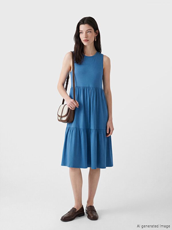 Moudda LC Waikiki - Robe maternité en jersey manches courtes pour Femme couleur Bleu moyen - Tunisie 1