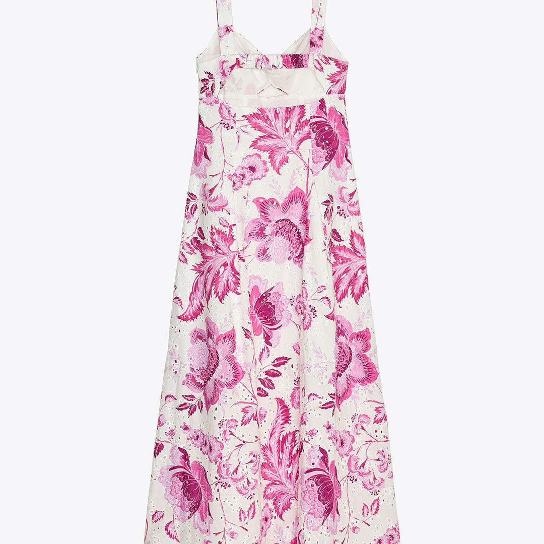 Moudda ZARA - Robe Midi - Broderie Suisse Rose/Blanc - Tunisie 2