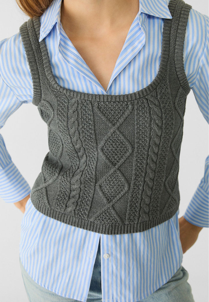 Moudda STRADIVARIUS - Top à Tresses en Maille - Tunisie 4