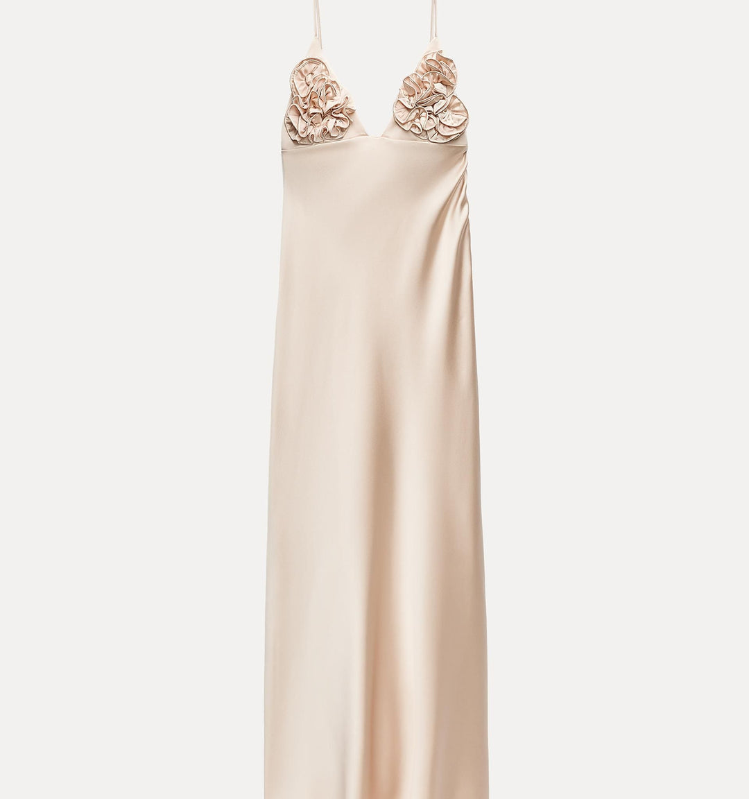 Moudda ZARA - Robe mi-longue satinée fines bretelles encolure triangle volants - Tunisie 1