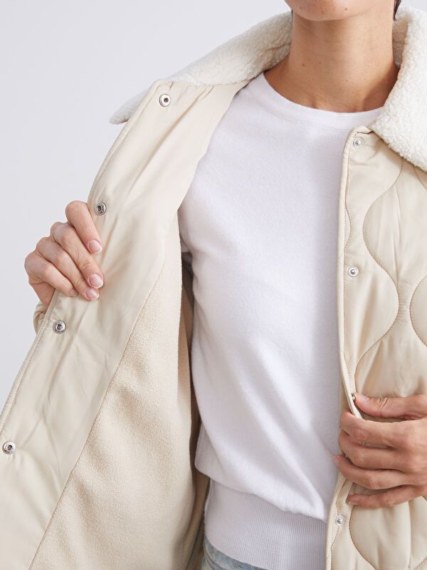 Moudda LC Waikiki - Manteau matelassé en nylon Femme Beige - Tunisie 4