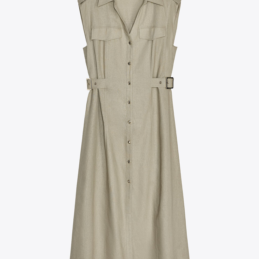 Moudda ZARA - Robe Midi Lin/Viscose - Détails Dorés - Tunisie 1