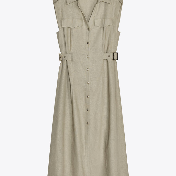 Moudda ZARA - Robe Midi Lin/Viscose - Détails Dorés - Tunisie 1