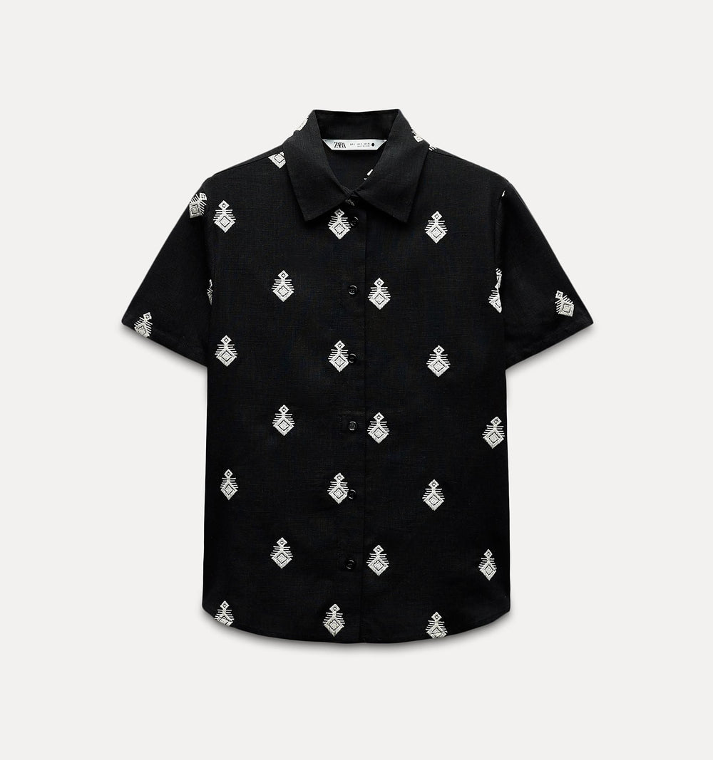 Moudda ZARA - Set top brodé noir/blanc - Tunisie 2