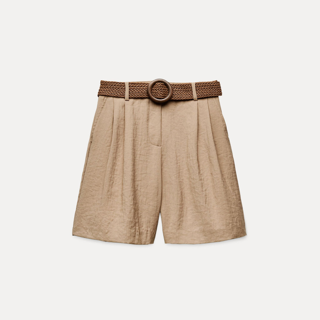 Moudda ZARA - Short ceinture large boucle ronde imitation bois - Tunisie 2