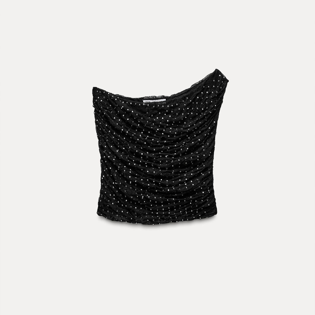Moudda ZARA - Haut asymétrique dentelle et strass – ensemble - Tunisie 1