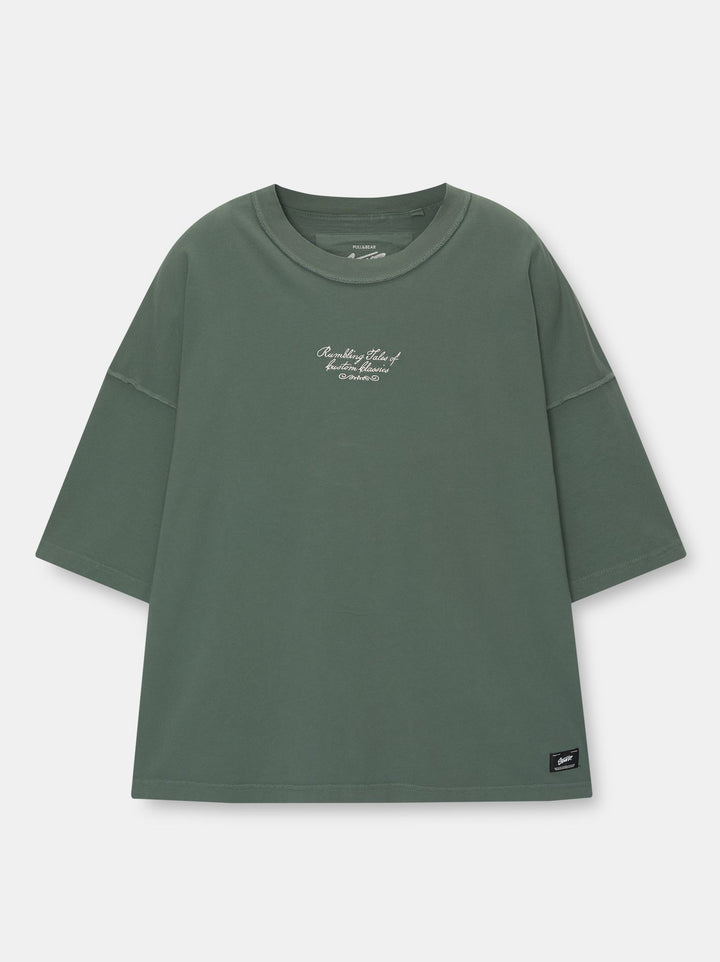Moudda PULL & BEAR - T-Shirt Lavé Usé Imprimé Aigle - Tunisie 1