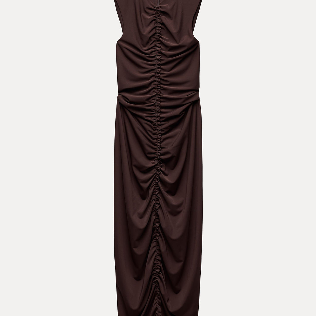 Moudda ZARA - Robe mi-longue maille manches courtes col rond détail volant central - Tunisie 2