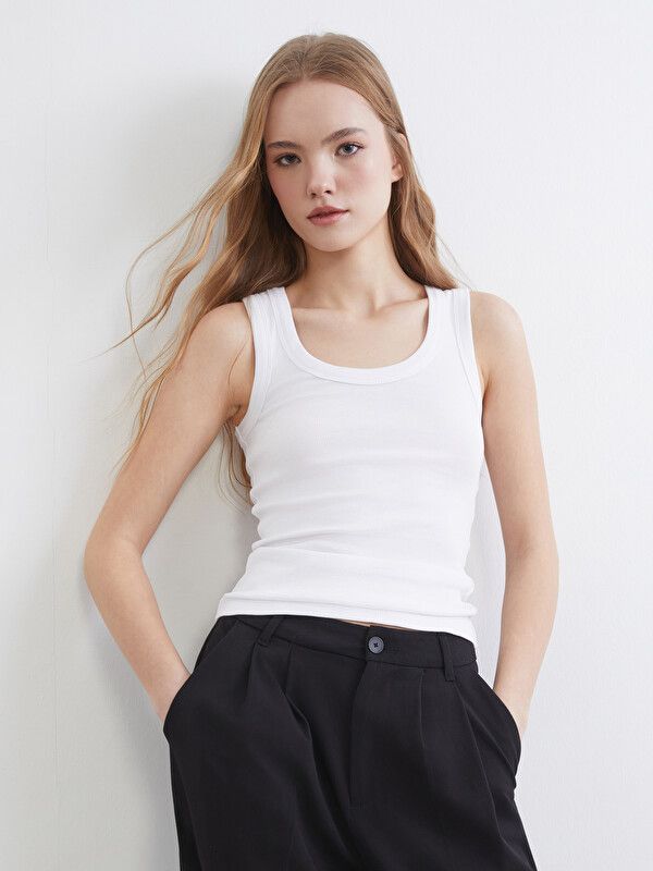 Moudda LC Waikiki - Sans manches en jersey pour Femme couleur Blanc - Tunisie 1