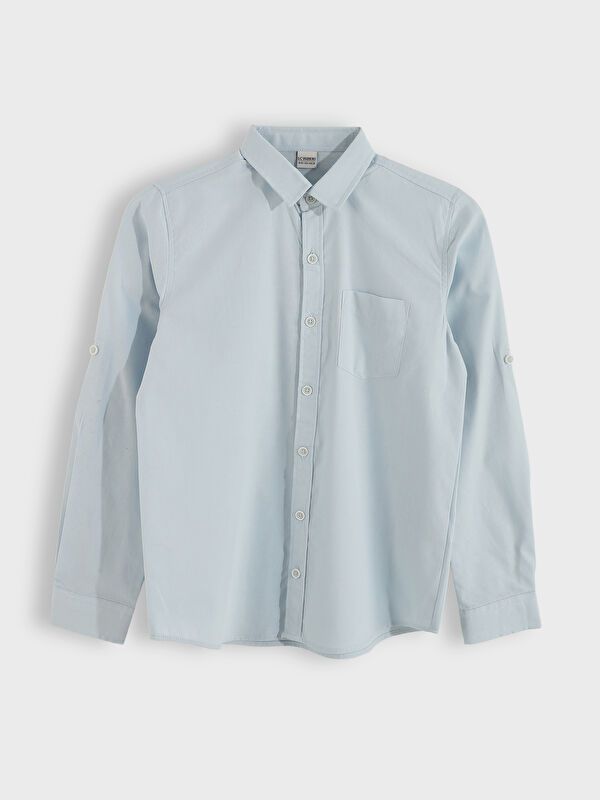 Moudda LC Waikiki - Chemise tissée manches longues basique Garçon Bleu clair - Tunisie 1